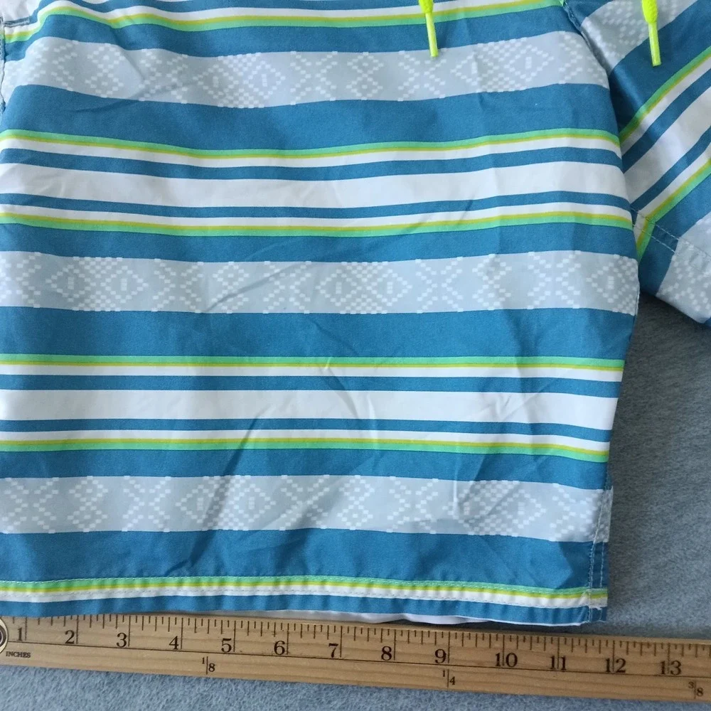 American Eagle Outfitters Blue Striped Board Shorts Mens Large Neon Drawstring
